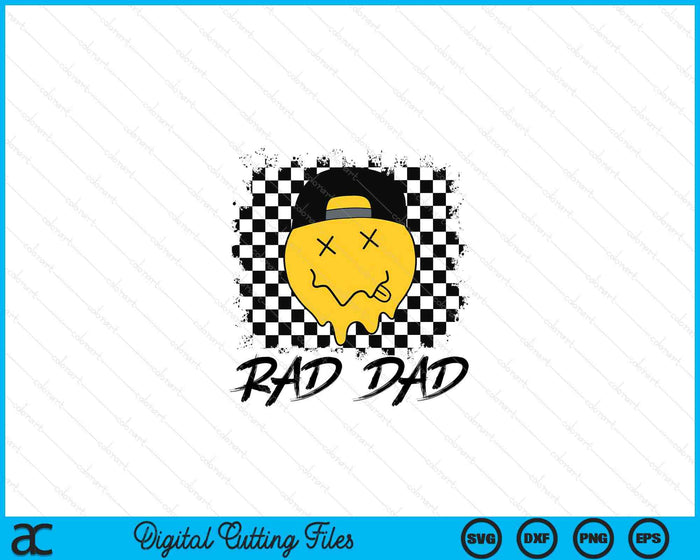Rad Dad Funny Checkered Father's Day Smile Face SVG PNG Digital Printable Files