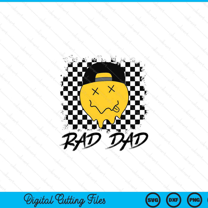 Rad dad checkered Father's Day smile face SVG cut file