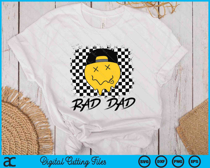 Rad Dad Funny Checkered Father's Day Smile Face SVG PNG Digital Printable Files