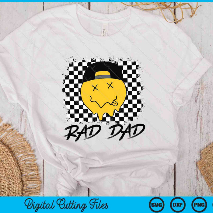 Rad Dad Funny Checkered Father's Day Smile Face SVG PNG Digital Printable Files