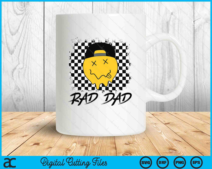 Rad Dad Funny Checkered Father's Day Smile Face SVG PNG Digital Printable Files