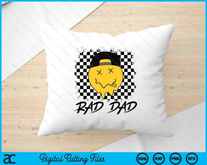 Rad Dad Funny Checkered Father's Day Smile Face SVG PNG Digital Printable Files