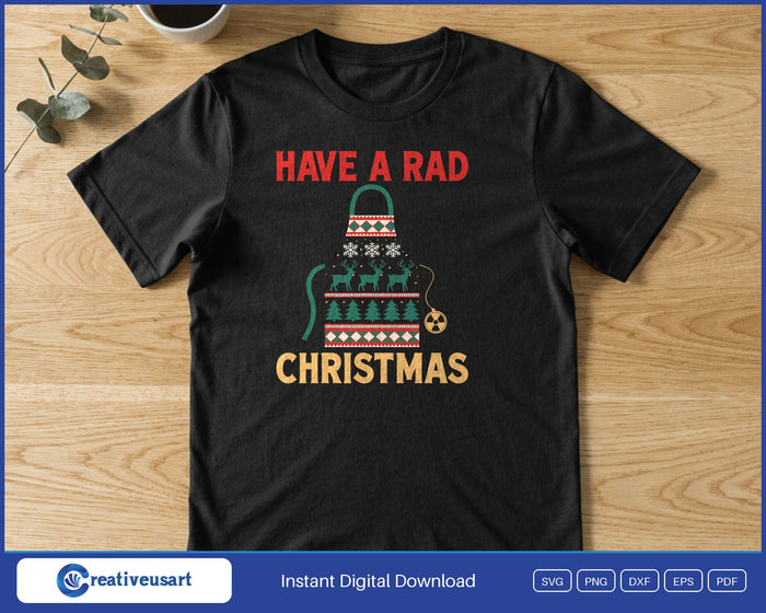 Have A Rad Christmas Radiology design printed on a black t-shirt