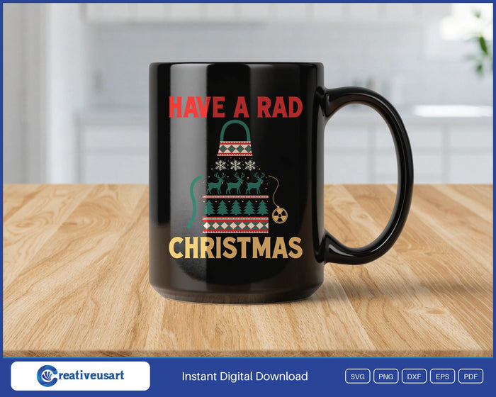 Have A Rad Christmas Radiology design on a black coffee mug