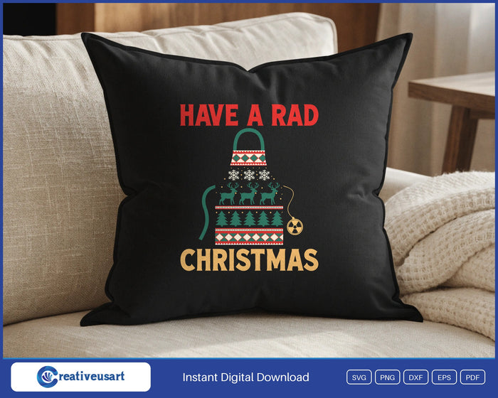 Have A Rad Christmas Radiology design on a black throw pillow