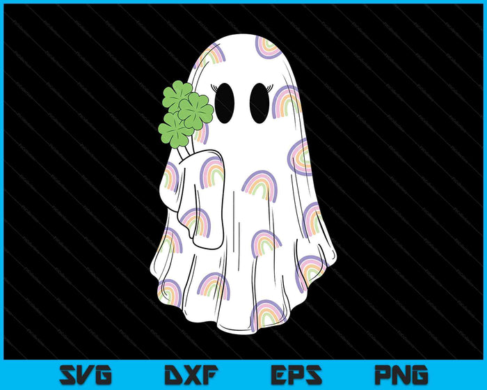 Rainbow Boo Shamrock Ghost St Patrick's Day Spooky Season SVG PNG Digital Printable Files