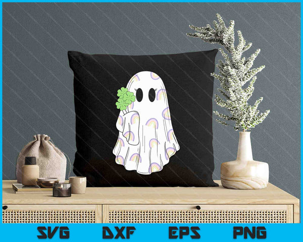 Rainbow Boo Shamrock Ghost St Patrick's Day Spooky Season SVG PNG Digital Printable Files