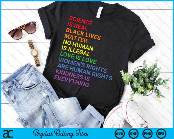 Bandera del arco iris La ciencia de los derechos humanos es real LGBTQ SVG PNG Archivos de corte digital