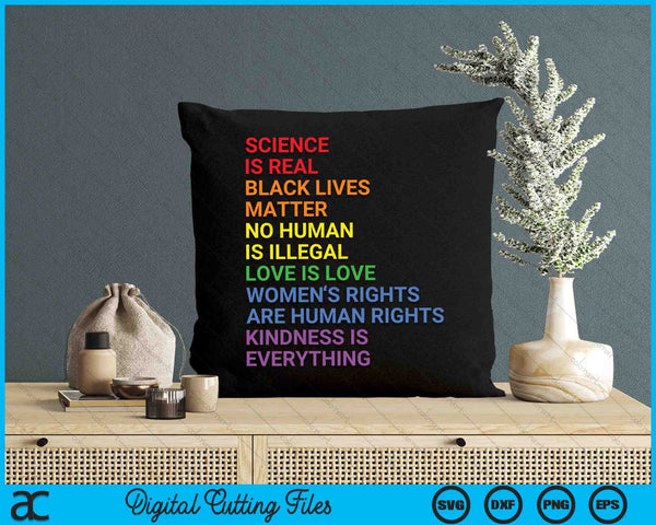Bandera del arco iris La ciencia de los derechos humanos es real LGBTQ SVG PNG Archivos de corte digital