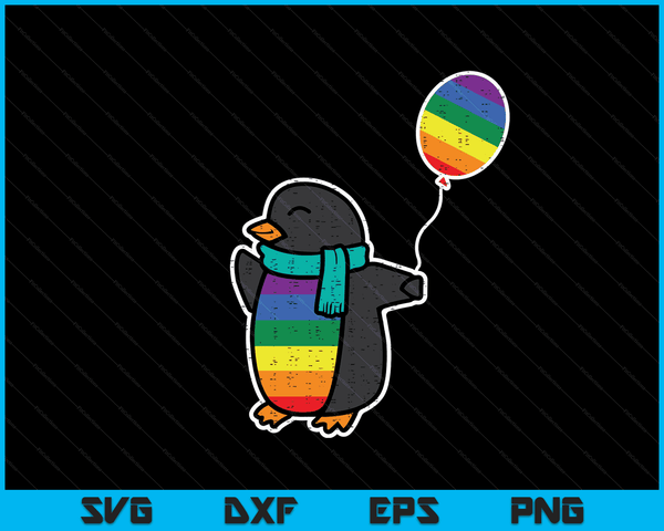 Rainbow Flag Penguin Cute Gay Pride Ally LGBTQ Month Women SVG PNG Digital Cutting Files