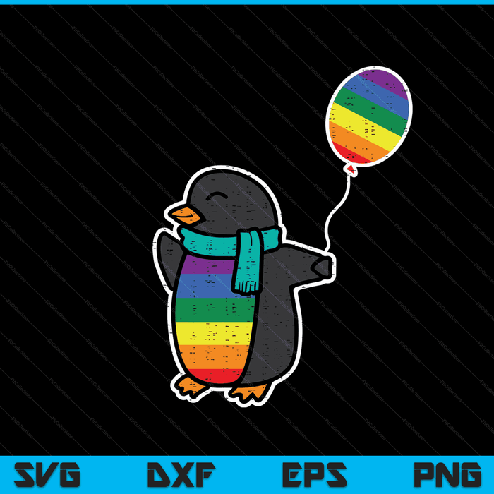 Rainbow flag penguin cute gay pride ally LGBTQ month women SVG cut file