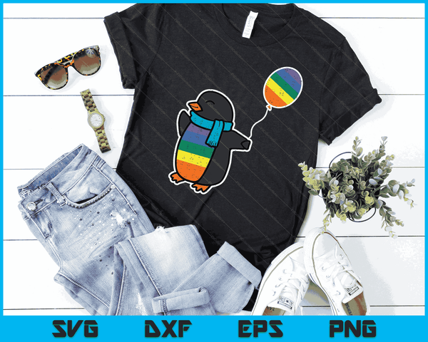 Rainbow Flag Penguin Cute Gay Pride Ally LGBTQ Month Women SVG PNG Digital Cutting Files