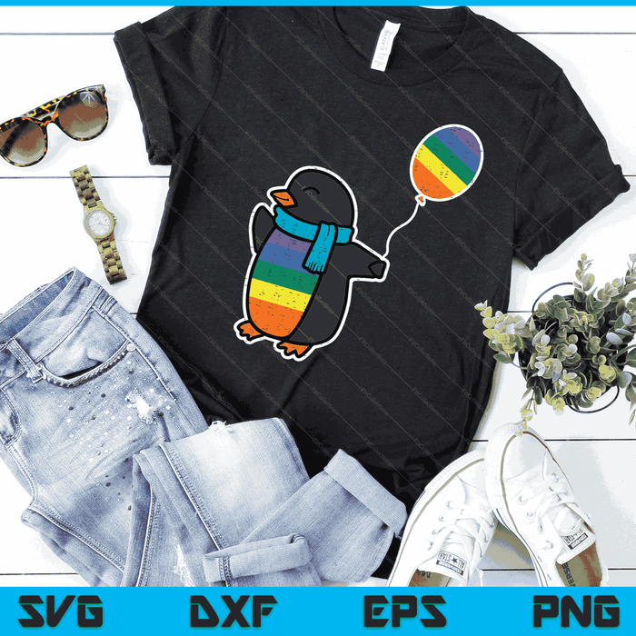 Rainbow Flag Penguin Cute Gay Pride Ally LGBTQ Month Women SVG PNG Digital Cutting Files