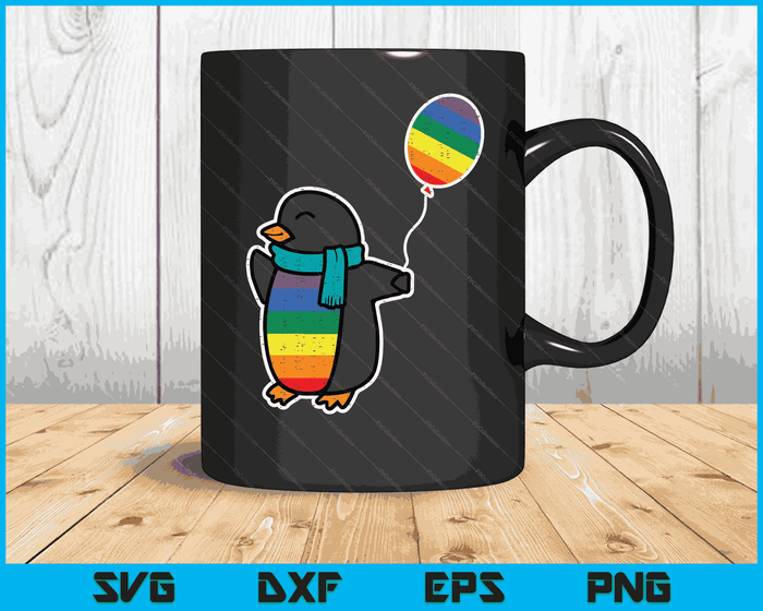 Rainbow Flag Penguin Cute Gay Pride Ally LGBTQ Month Women SVG PNG Digital Cutting Files