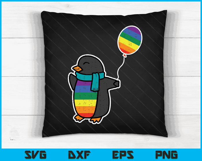 Rainbow Flag Penguin Cute Gay Pride Ally LGBTQ Month Women SVG PNG Digital Cutting Files