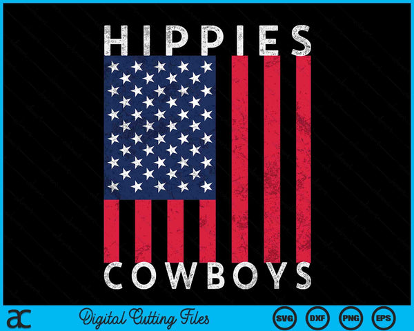 Raisin Hell With The Hippies And Cowboys American Flag SVG PNG Digital Cutting Files