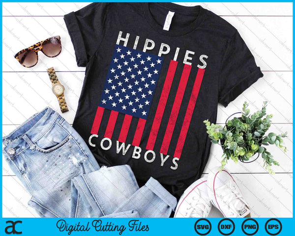 Raisin Hell With The Hippies And Cowboys American Flag SVG PNG Digital Cutting Files