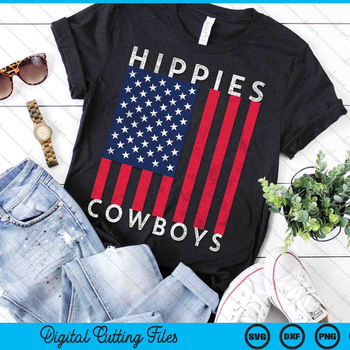 Raisin Hell With The Hippies And Cowboys American Flag SVG PNG Digital Cutting Files