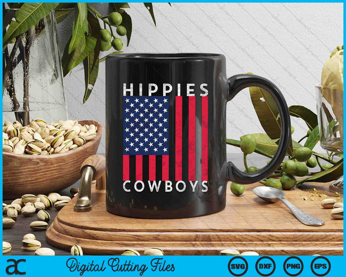 Raisin Hell With The Hippies And Cowboys American Flag SVG PNG Digital Cutting Files