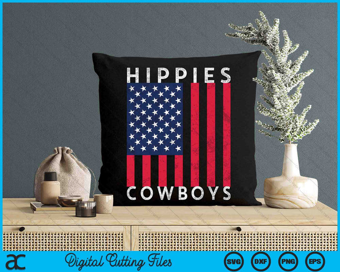 Raisin Hell With The Hippies And Cowboys American Flag SVG PNG Digital Cutting Files