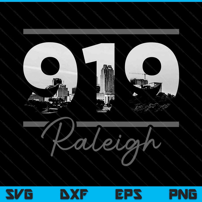 Raleigh 919 Netnummer Skyline Carolina Vintage SVG PNG snijden afdrukbare bestanden