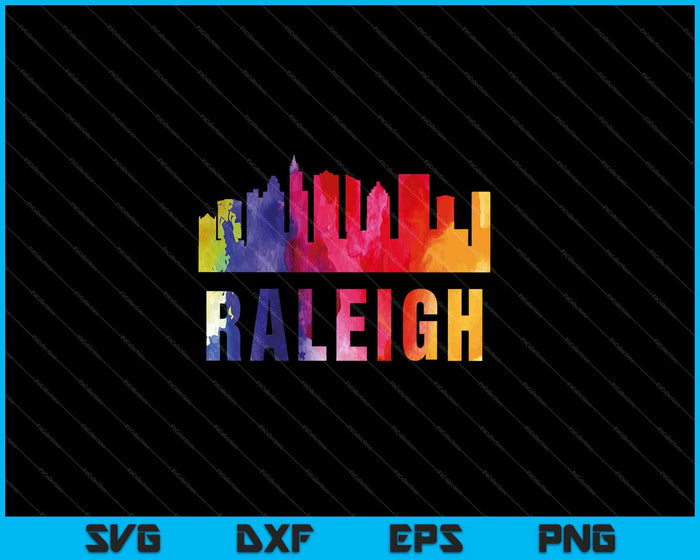 Raleigh acuarela Skyline Home State souvenir SVG PNG cortando archivos imprimibles