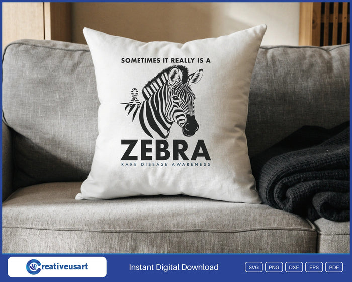 Sometimes It Really Is A Zebra rare disease awareness design on a white throw pillow