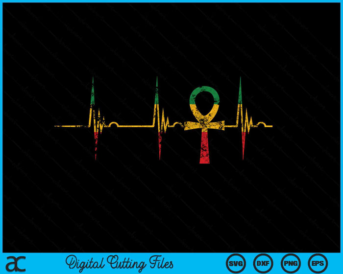 Rasta Reggae Ankh Symbol Rastafari Roots Heartbeat EKG Pulse SVG PNG Digital Printable Files