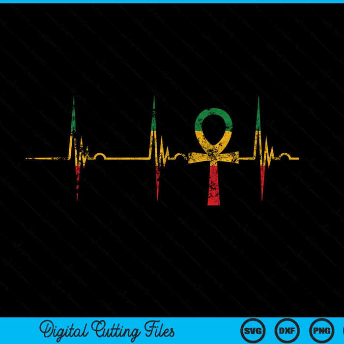 Rasta reggae ankh symbol rastafari roots heartbeat EKG pulse SVG cut file