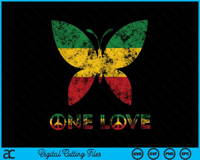 Rasta Reggae Mariposa Hippie Insectos Bug One Love Música SVG PNG Archivos de corte digital