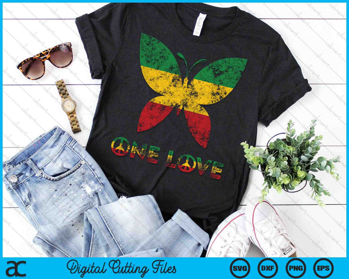 Rasta Reggae Mariposa Hippie Insectos Bug One Love Música SVG PNG Archivos de corte digital