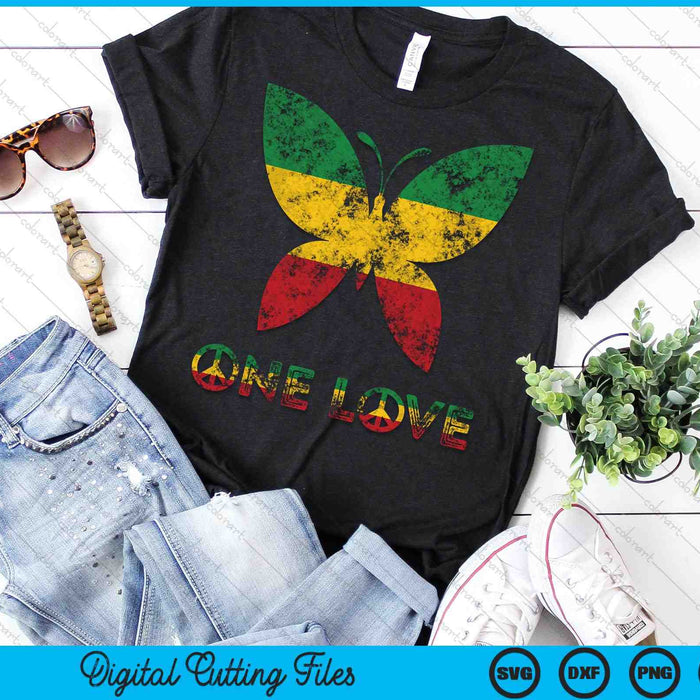 Rasta Reggae Mariposa Hippie Insectos Bug One Love Música SVG PNG Archivos de corte digital