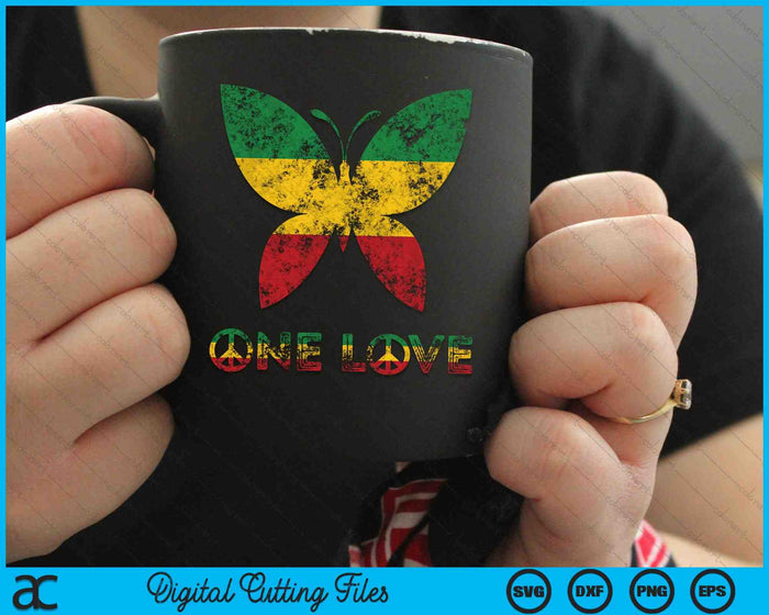 Rasta Reggae Mariposa Hippie Insectos Bug One Love Música SVG PNG Archivos de corte digital