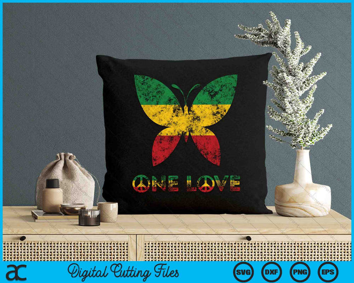 Rasta Reggae Mariposa Hippie Insectos Bug One Love Música SVG PNG Archivos de corte digital