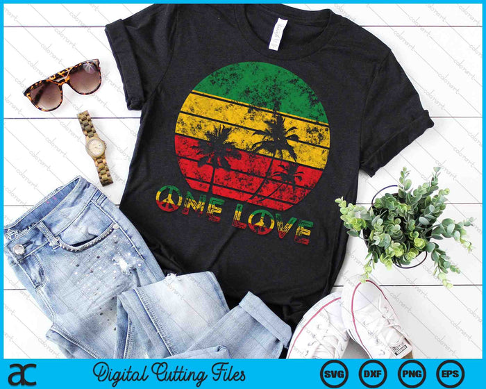 Rasta Reggae One Love Vintage Sunset Jamaica Vacaciones SVG PNG Archivos de corte digital