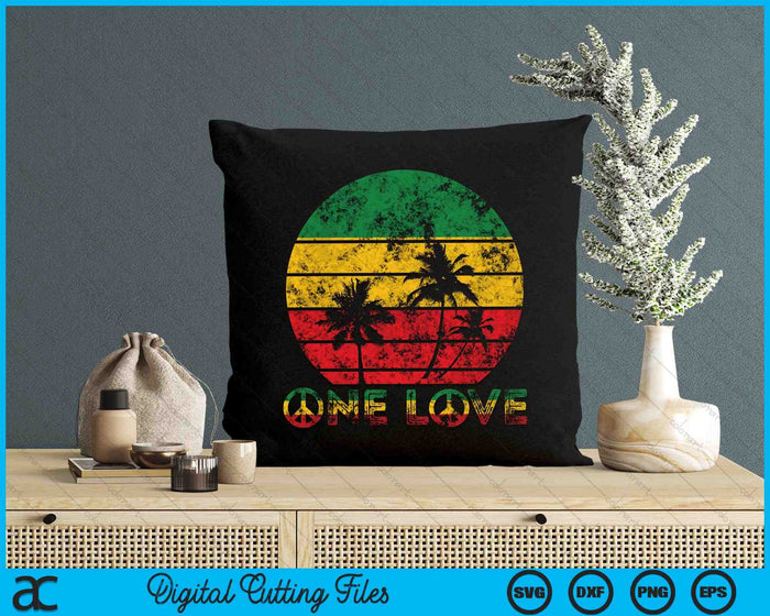 Rasta Reggae One Love Vintage Sunset Jamaica Vacaciones SVG PNG Archivos de corte digital