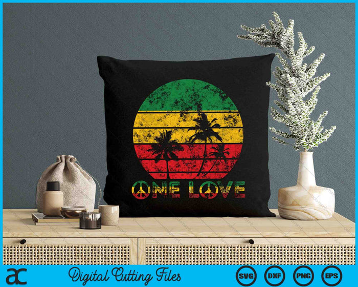 Rasta Reggae One Love Vintage Sunset Jamaica Vacation SVG PNG Digital Cutting Files