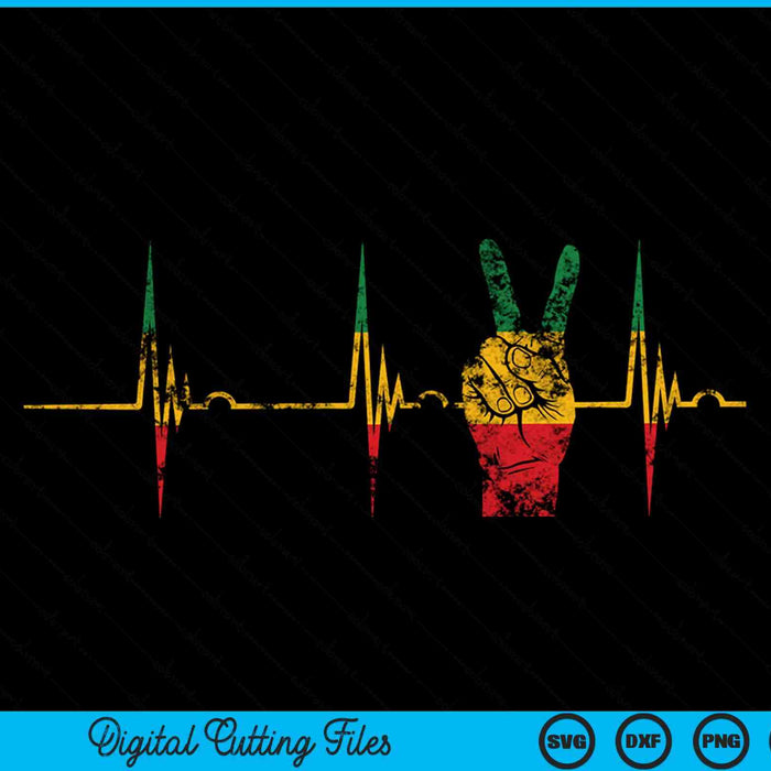 Rasta Reggae vredesteken Rastafari wortels Heartbeat EKG Pulse SVG PNG digitale snijbestanden