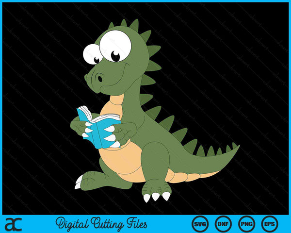 Lezen van dinosaurus T Rex dinosaurus minnaar Dino boek SVG PNG digitale snijbestanden