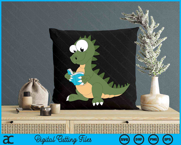 Reading Dinosaur T Rex Dinosaur Lover Dino Book SVG PNG Digital Cutting Files