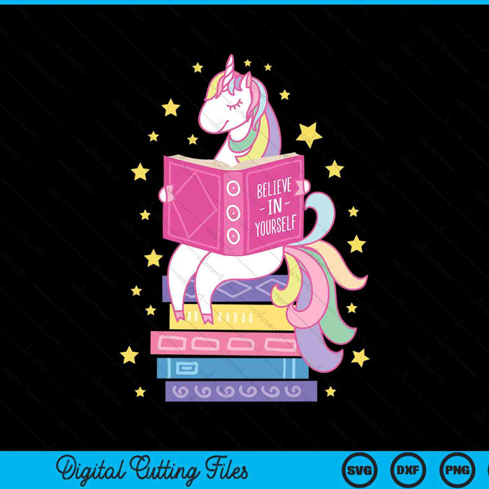 Reading library unicorn read books lover reader SVG PNG cut file for Cricut