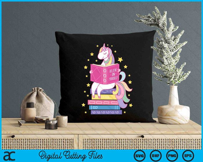 Reading Library Unicorn Read Books Lover Reader Gift SVG PNG Digital Cutting Files