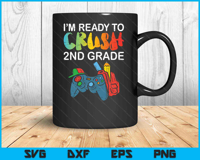 Listo para aplastar videojugador de segundo grado de regreso a la escuela SVG PNG cortando archivos imprimibles