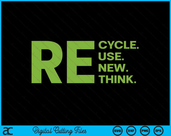 Recycle Reuse Renew Rethink Earth Day Environmental Activism SVG PNG Digital Cutting Files