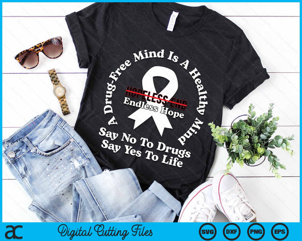 Red Awareness Week Ribbon Week Drugs Prevention Awareness SVG PNG Digital Cutting Files - on a t-shirt