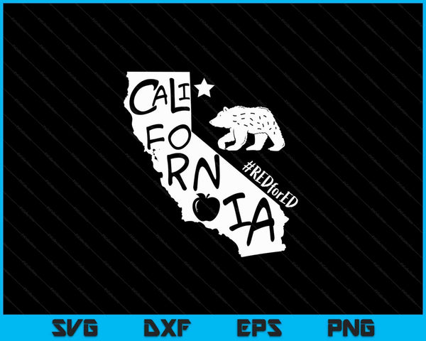 Rojo para Ed California State SVG PNG cortando archivos imprimibles