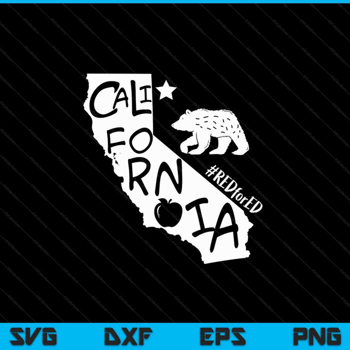 Rojo para Ed California State SVG PNG cortando archivos imprimibles