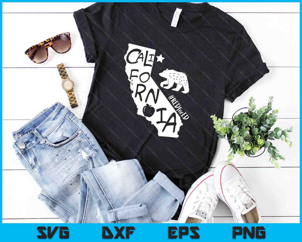 Rojo para Ed California State SVG PNG cortando archivos imprimibles - on a t-shirt