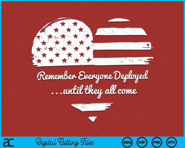 Red Friday Remember Everyone Deployed American Flag Heart SVG PNG Digital Cutting File