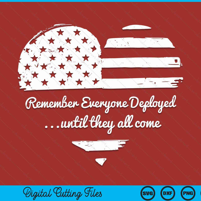 Red Friday Remember Everyone Deployed American Flag Heart SVG PNG Digital Cutting File